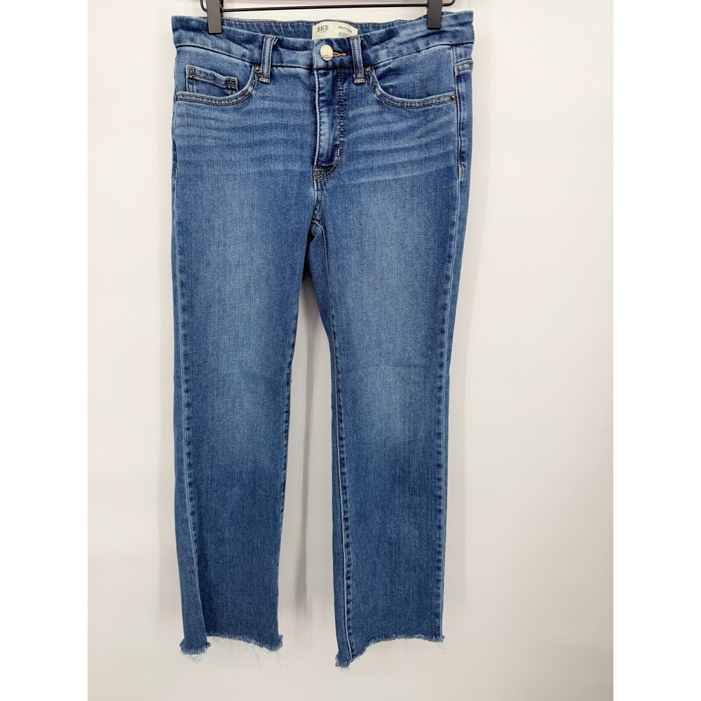 BKE Payton Straight Jeans Womens 25 Blue Excellent Mid Rise Cropped Raw Hem